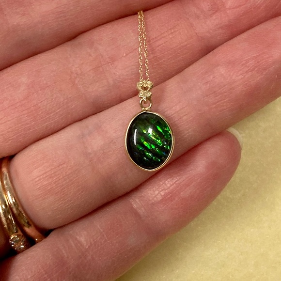 14k Ammolite Necklace - Picture 3 of 11